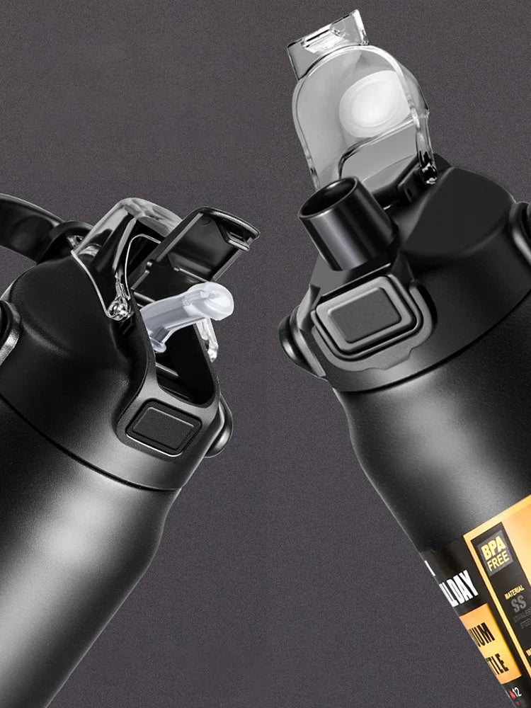 Insulated Stainless Steel Water Bottle with Straw — Double-Wall Vacuum, Hot & Cold