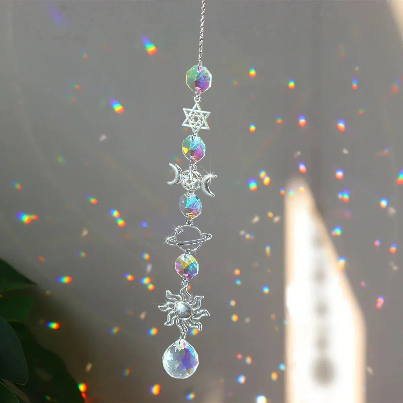 Crystal Rainbow Wind Chime -- Sun Catcher Dream Catcher Pendant | Home & Garden Décor