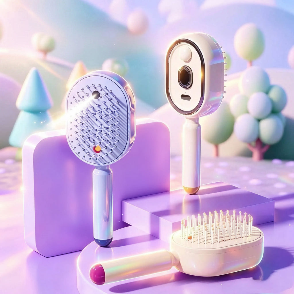 Electric Spray Air Cushion Hair Comb -- Essential Oil Mist, Scalp Massage & Self-Cleaning Brush for Women