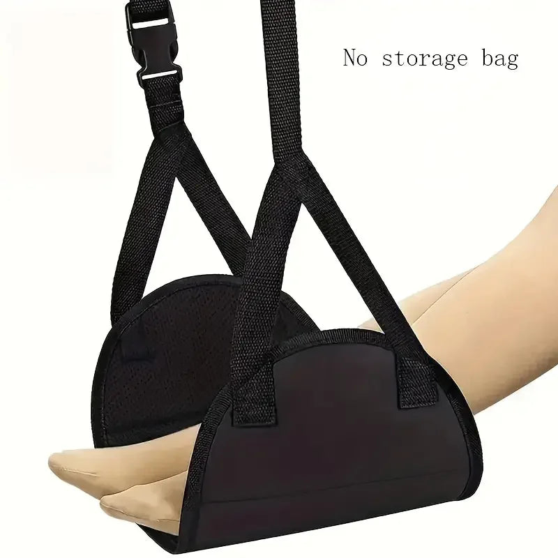 Airplane Footrest Hammock - Adjustable Strap and Quick Release Buckle - Portable Foot Rest for Long Flights, Office and Travel