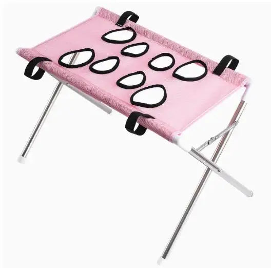 Foldable Pet Grooming Hammock Stand - Adjustable Mesh Bathing and Nail Trimming Restraint Rack for Small and Medium Dogs and Cats