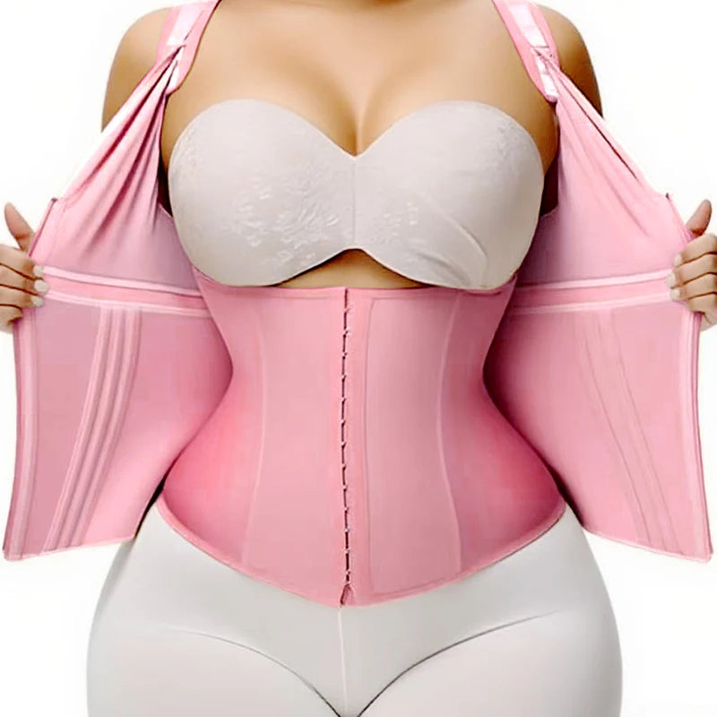 Colombian Fajas Waist Trainer Vest - High Compression Body Shaper with Zipper Hook for Tummy Control and Belly Slimming