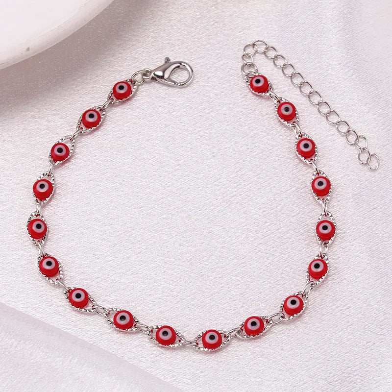 Bohemian Evil Eye Charm Bracelet -- Gold & Silver Brass Chain | Unisex Prayer Jewelry