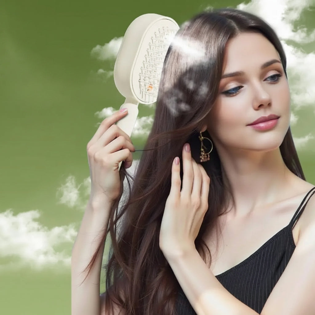 2-in-1 Electric Misting Hair Brush -- Anti-Static Steam Spray Comb | Frizz Control