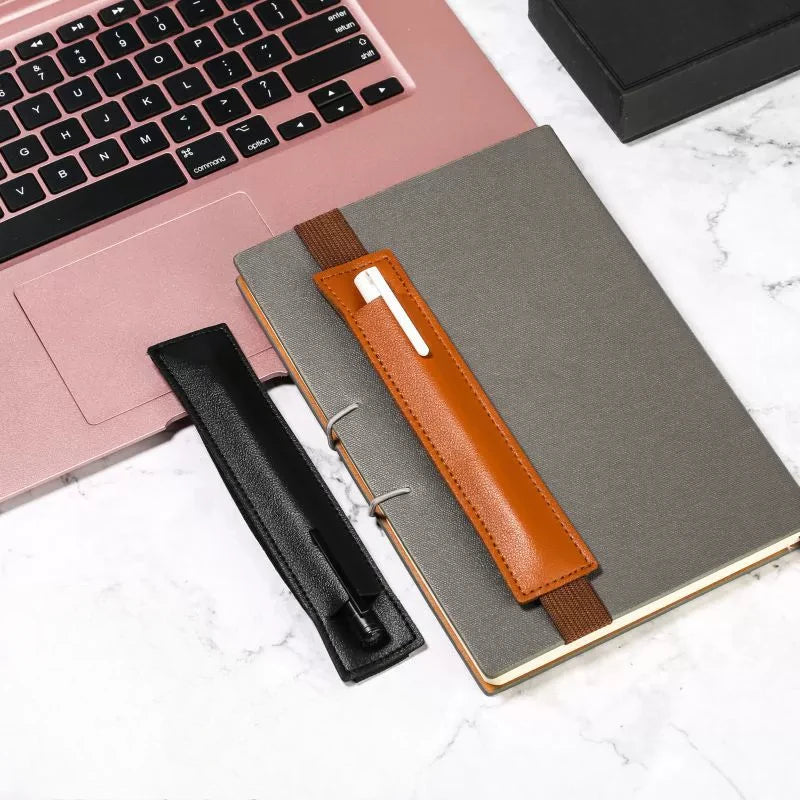 Slim PU Leather Pen Sleeve with Elastic Closure — Single & Wide