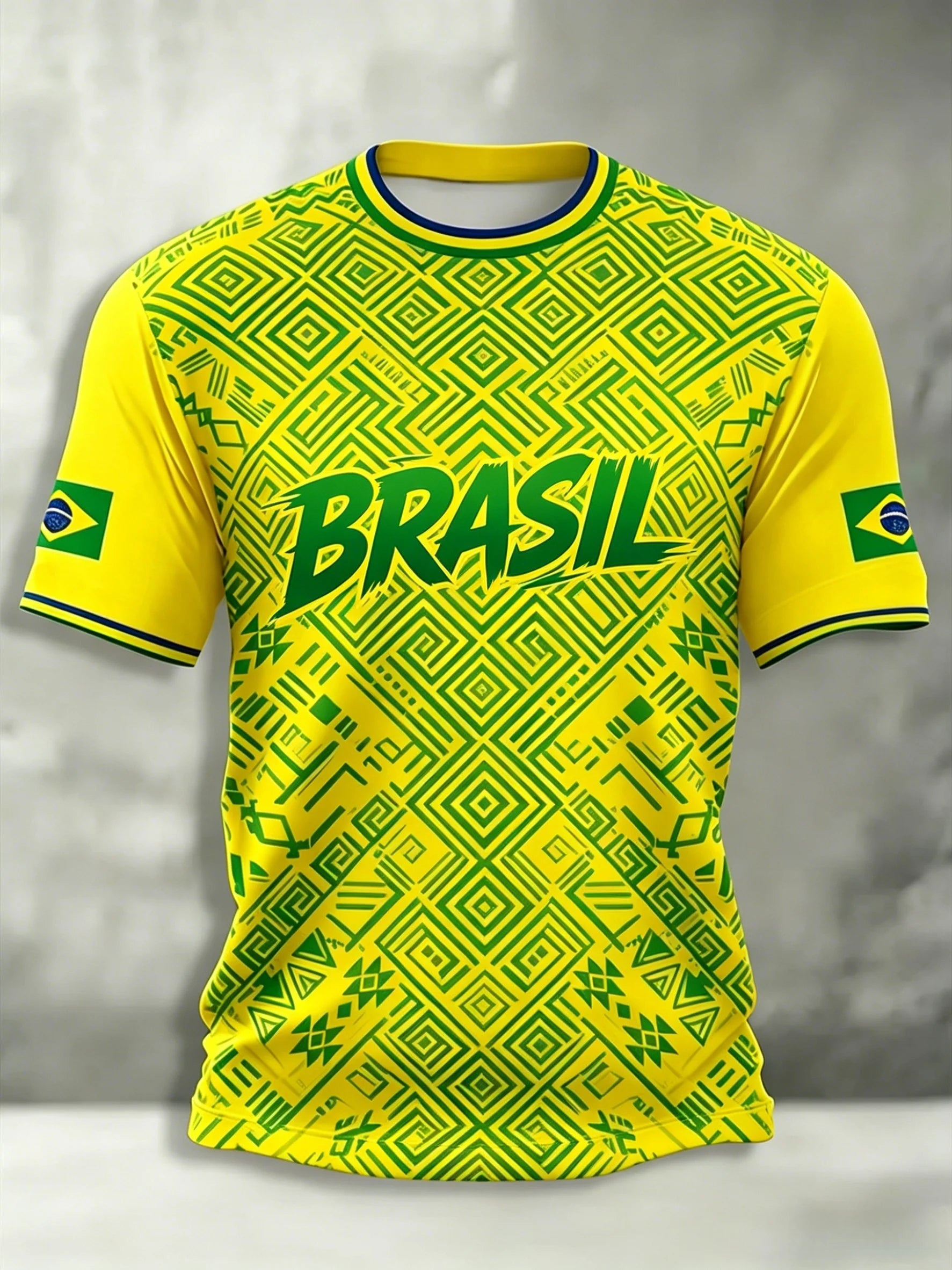 Brazil Football Fan Jersey -- Classic Stripe Tee | Men's Summer Sport