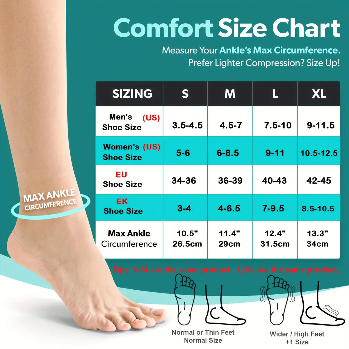 Ankle Compression Socks - Instant Foot and Ankle Pain Relief - Open Toe Support Sleeve for Swelling, Plantar Fasciitis and Tired Feet - 1 Pair