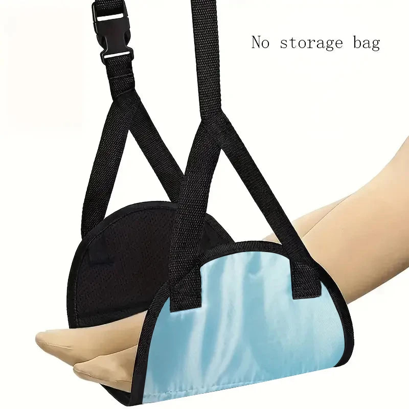 Airplane Footrest Hammock - Adjustable Strap and Quick Release Buckle - Portable Foot Rest for Long Flights, Office and Travel