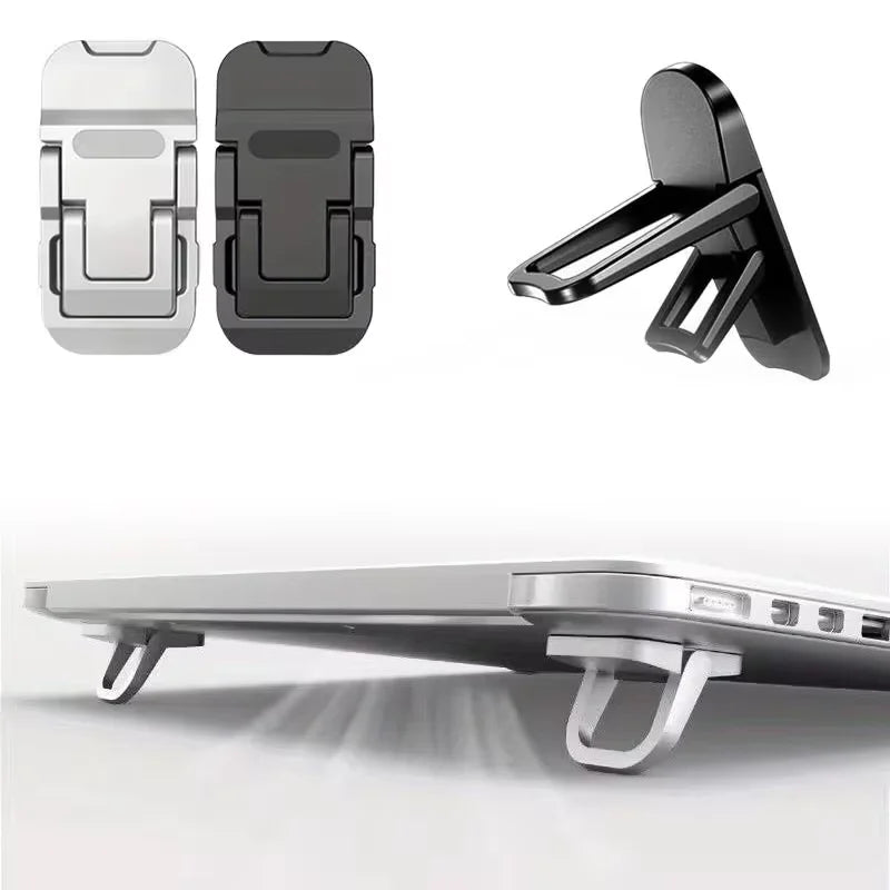 2-Pack Mini Foldable Laptop Stand | Self-Adhesive Keyboard Riser with 2 Adjustable Angles | Invisible Notebook Lifter for MacBook, Lenovo, Surface & More