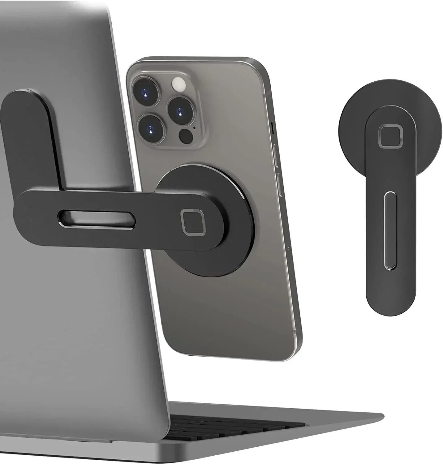 Magnetic Laptop & Monitor Phone Holder | Slim Foldable Side Mount for iPhone & All Phones