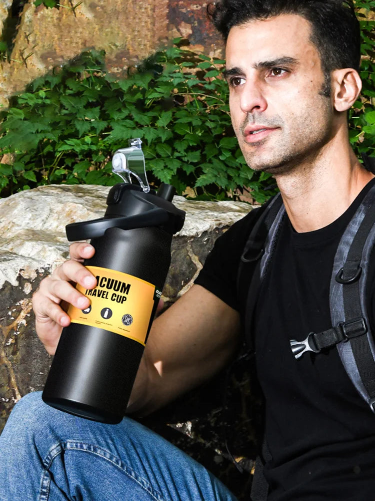 Insulated Stainless Steel Water Bottle with Straw — Double-Wall Vacuum, Hot & Cold