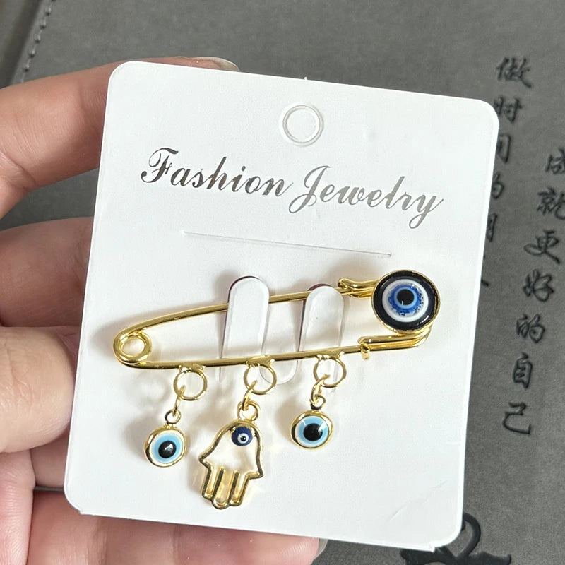 Evil Eye Lucky Palm Brooch -- Hollow Design Scarf Buckle | Women's Muslim Brooch Pin