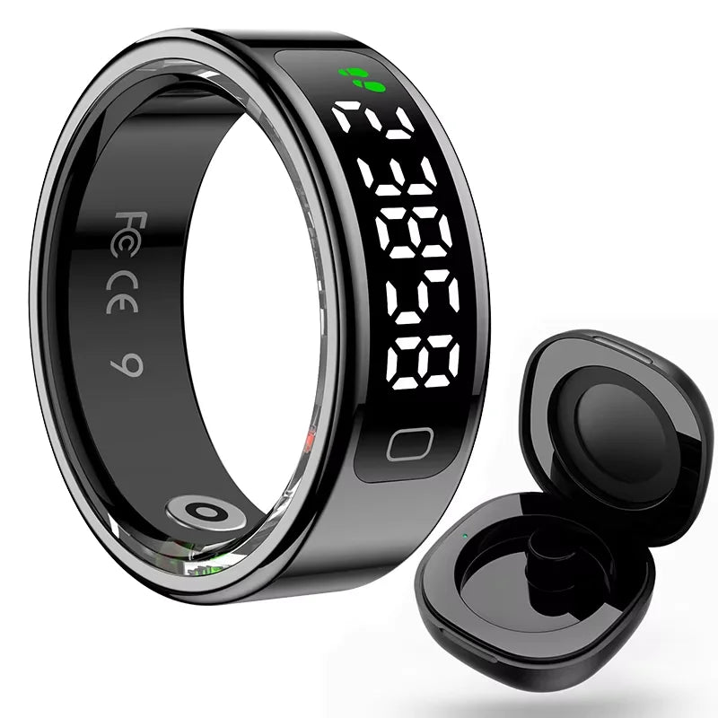 Smart Ring with LED Display — Gesture Control, Step & Sleep Tracker, Waterproof Fitness Ring for Men & Women, iOS & Android