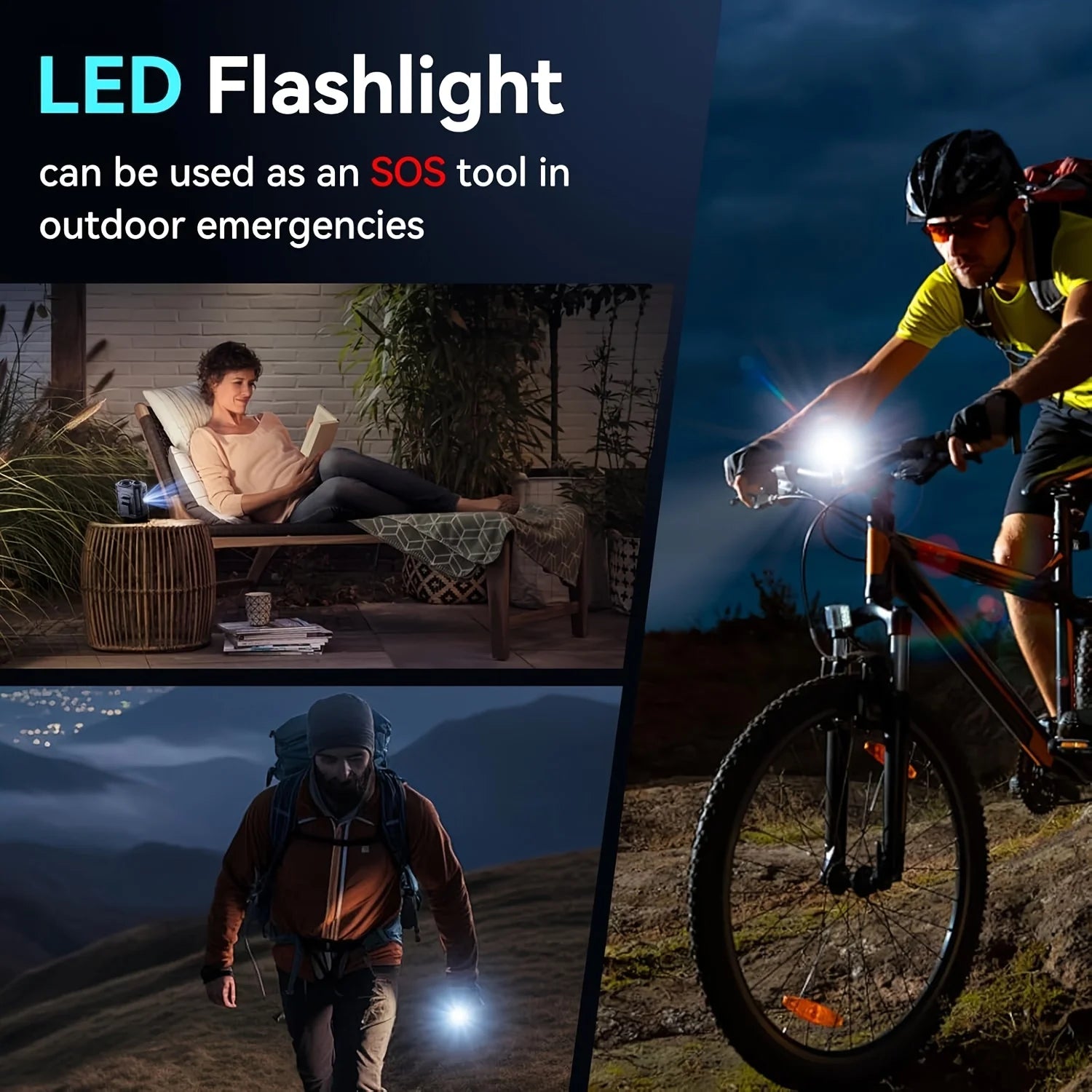 10000mAh Waist & Neck Fan — 3-in-1 Portable Hands-Free Cooling Fan with Phone Charger & LED Light for Outdoor Work, Camping & Travel