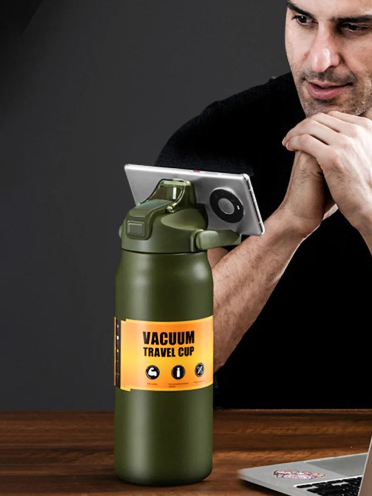 Insulated Stainless Steel Water Bottle with Straw — Double-Wall Vacuum, Hot & Cold
