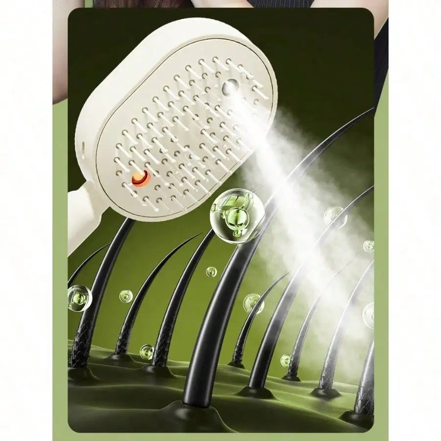 Electric Spray Air Cushion Hair Comb -- Essential Oil Mist, Scalp Massage & Self-Cleaning Brush for Women