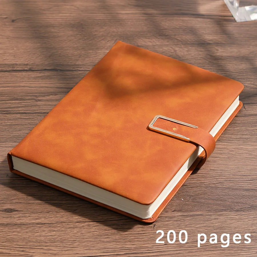 Vintage A5 Leather Notebook - 200 Page Soft Cover Journal with Elastic Closure for Business, College and Daily Writing