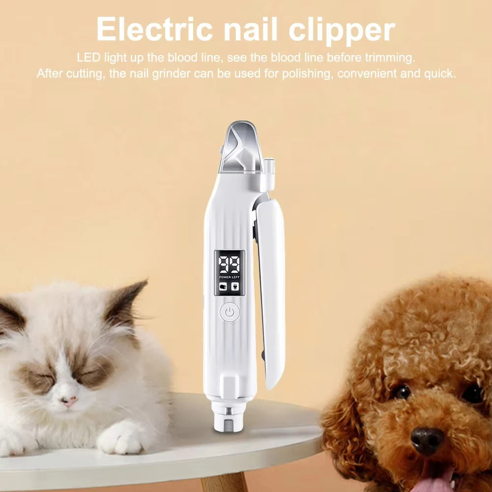 2-in-1 Electric Pet Nail Trimmer & Grinder with LED Lights (Dogs, Cats & Small Pets)