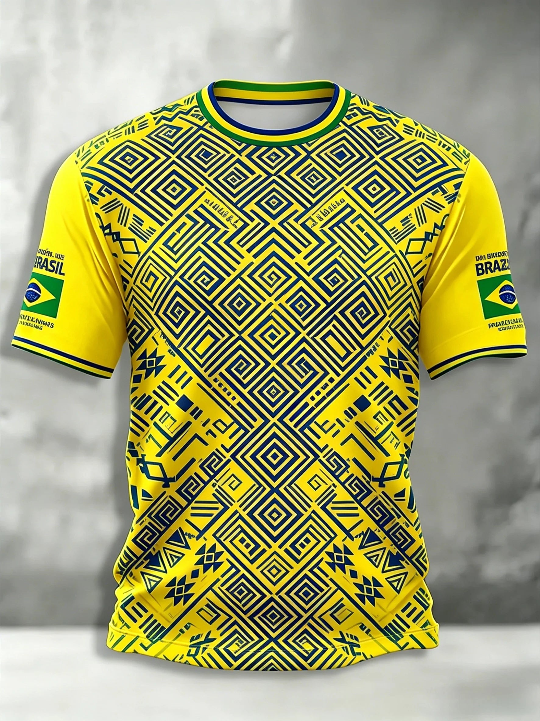 Brazil Football Fan Jersey -- Classic Stripe Tee | Men's Summer Sport