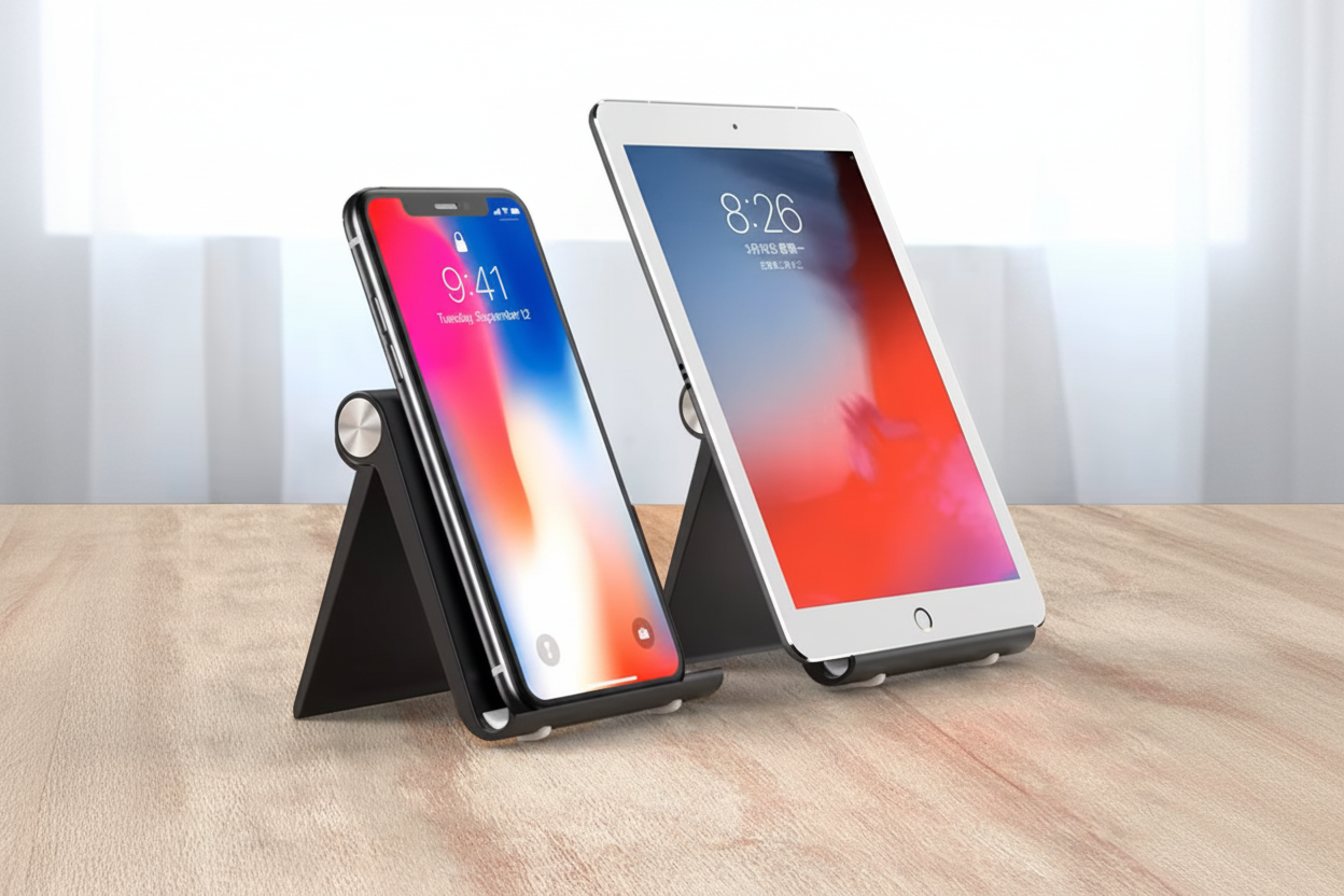 Universal Desk Stand for Phone & Tablet | Adjustable Foldable Holder for iPhone 14 13 12, Samsung Galaxy, iPad | 86 × 98 mm (3.4 × 3.9 in)