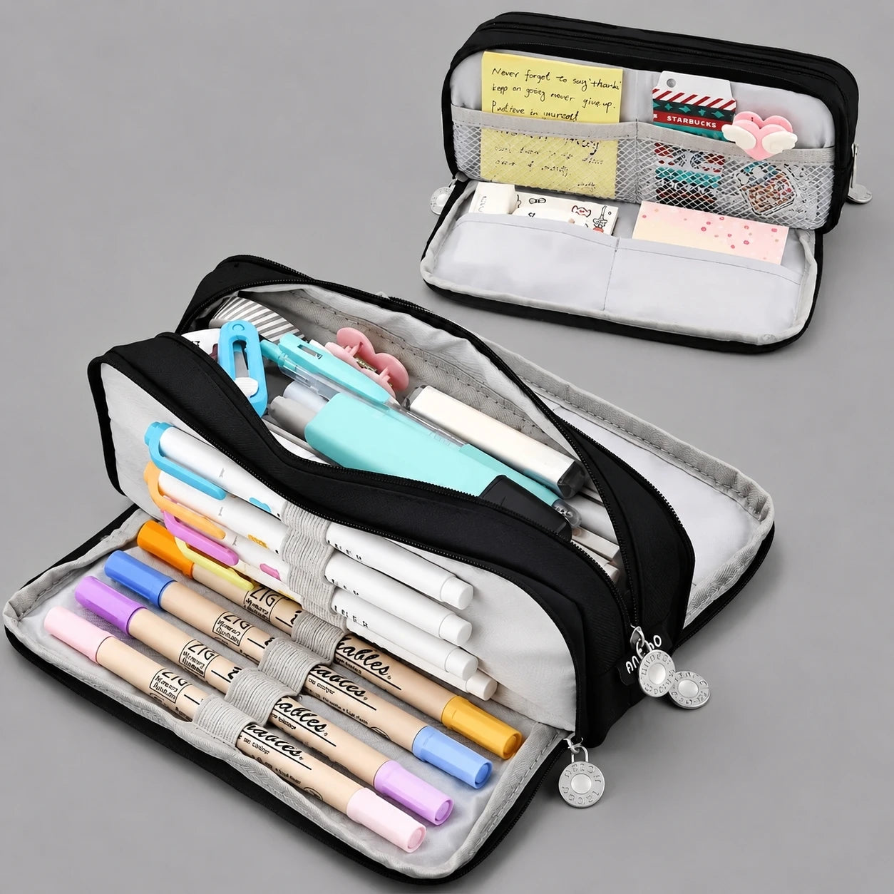 Large-Capacity Three-Layer Oxford Pencil Case — Multi-Pocket Stationery Organizer