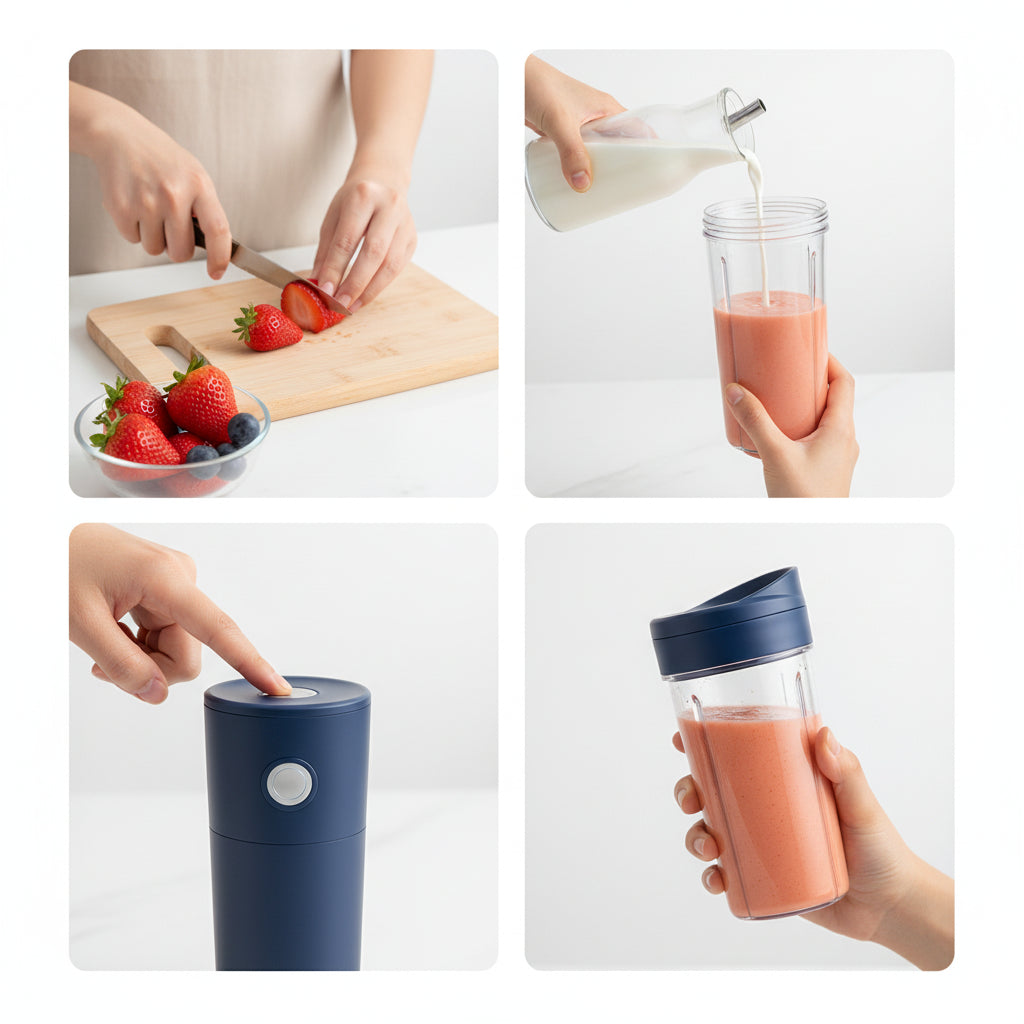 400ml Portable USB Blender - Mini Travel Juicer for Smoothies, Shakes and Fresh Juice - Rechargeable