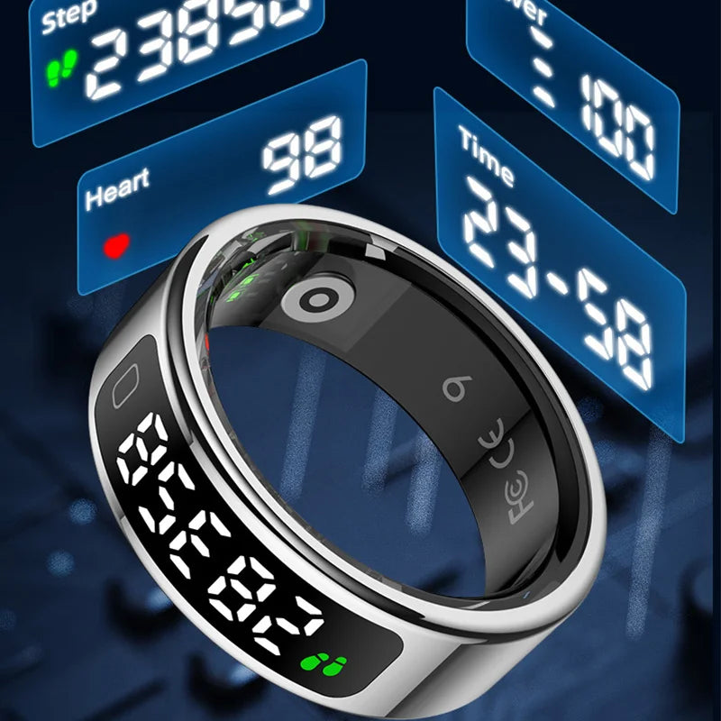 Smart Ring with LED Display — Gesture Control, Step & Sleep Tracker, Waterproof Fitness Ring for Men & Women, iOS & Android