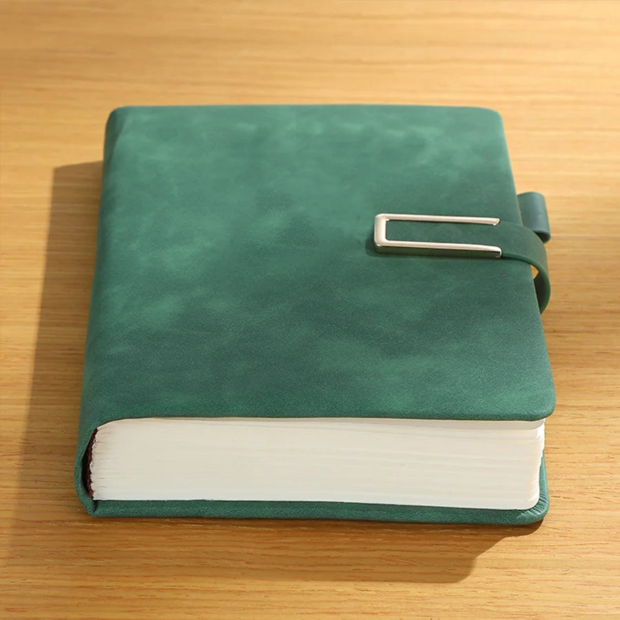 Vintage A5 Leather Notebook - 200 Page Soft Cover Journal with Elastic Closure for Business, College and Daily Writing