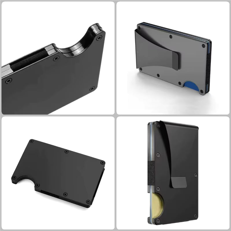 RFID Blocking Slim Wallet -- Aluminum Pop-Up Card Holder with Money Clip for Men