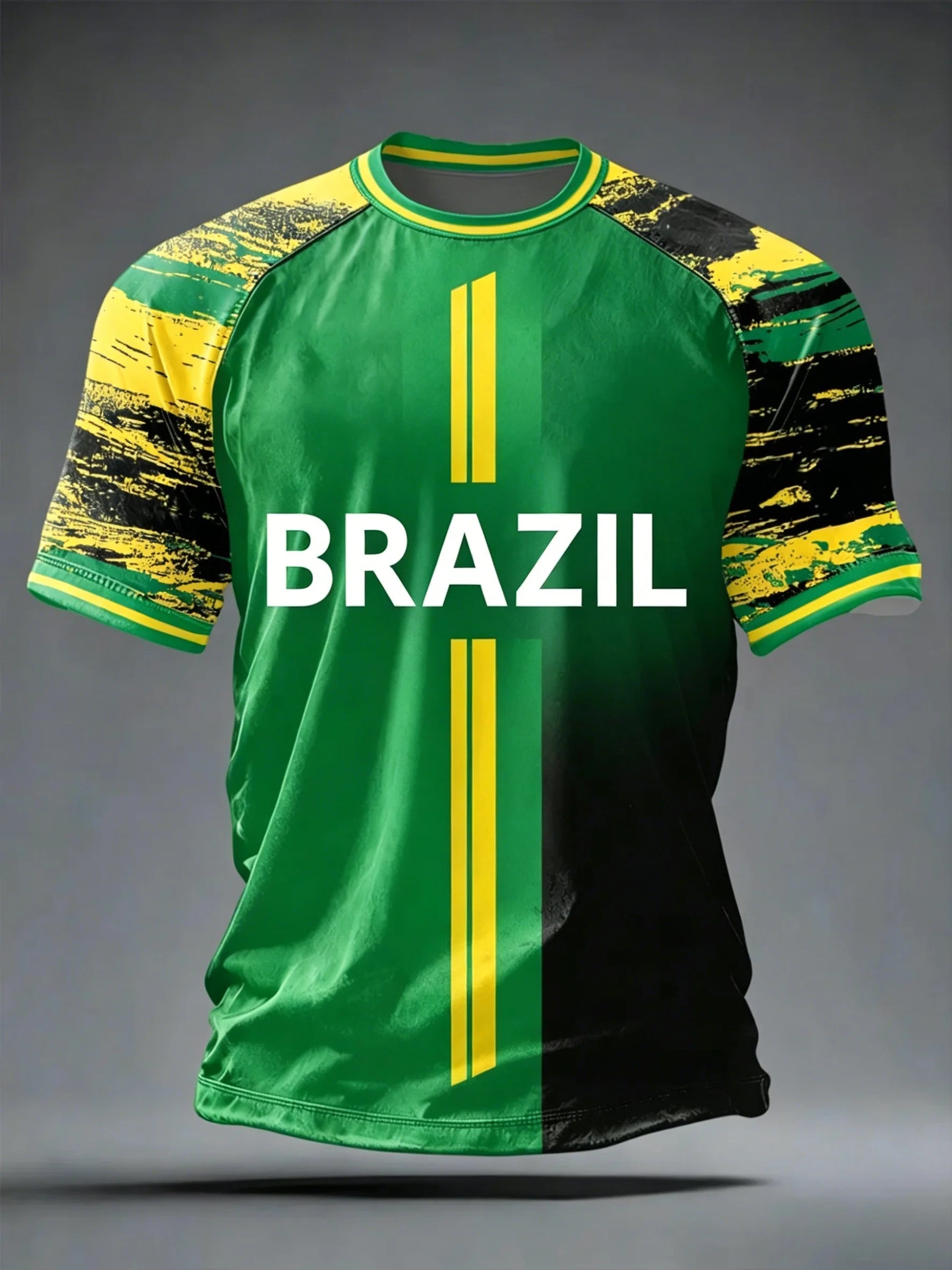 Brazil Football Fan Jersey -- Classic Stripe Tee | Men's Summer Sport