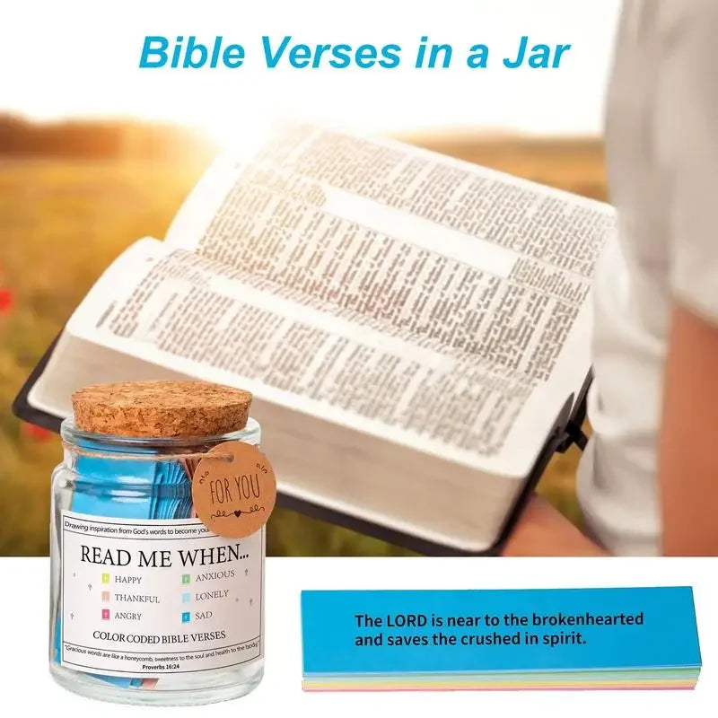 Bible Verses in a Jar | Colorful Scripture Notes with Gift Box | Christian Gratitude & Blessings Gift