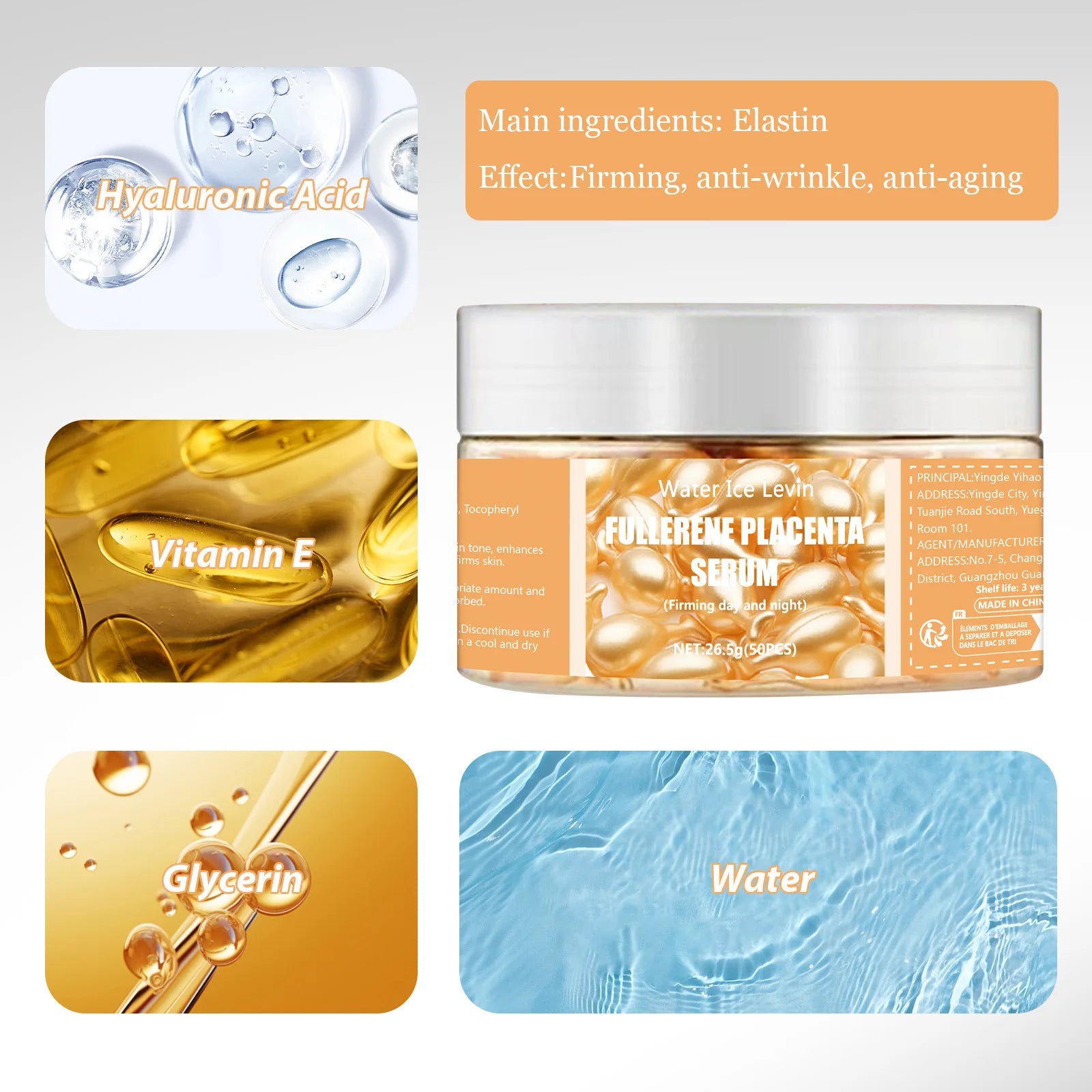 50-Piece Collagen & Hyaluronic Acid Serum Capsules | Anti-Aging, Firming & Brightening Skin Care