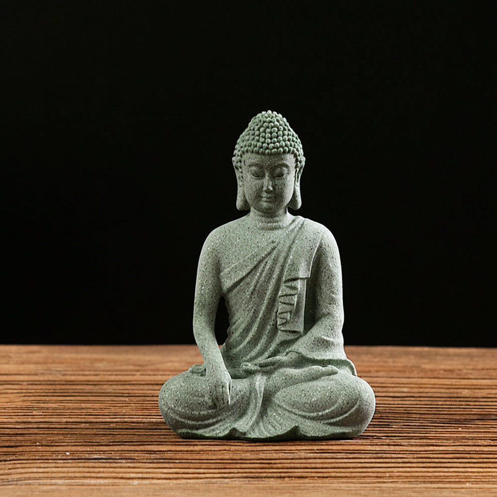 Mini Garden Buddha Stone Statue -- Buddhist Monk Sculpture | Home & Office Décor