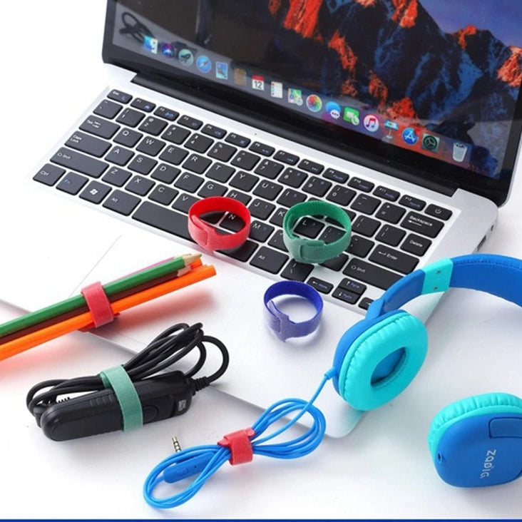 Nylon Cable Ties & Wire Organizer | Reusable Cable Winder Straps in 6 Colors