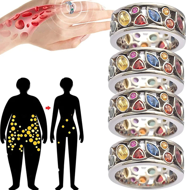 Crystal Quartz Ionic Therapy Ring for Women | Lymphatic Drainage & Wellness Jewelry