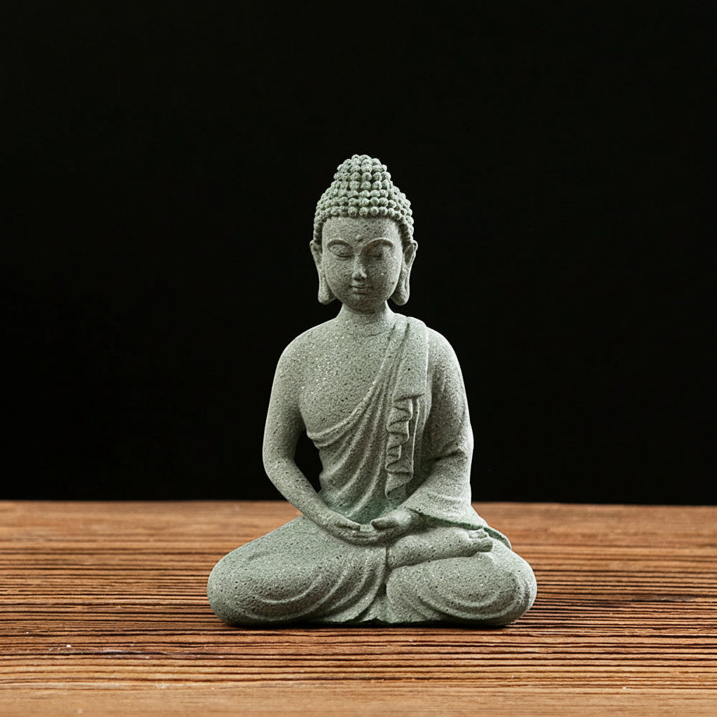 Mini Garden Buddha Stone Statue -- Buddhist Monk Sculpture | Home & Office Décor