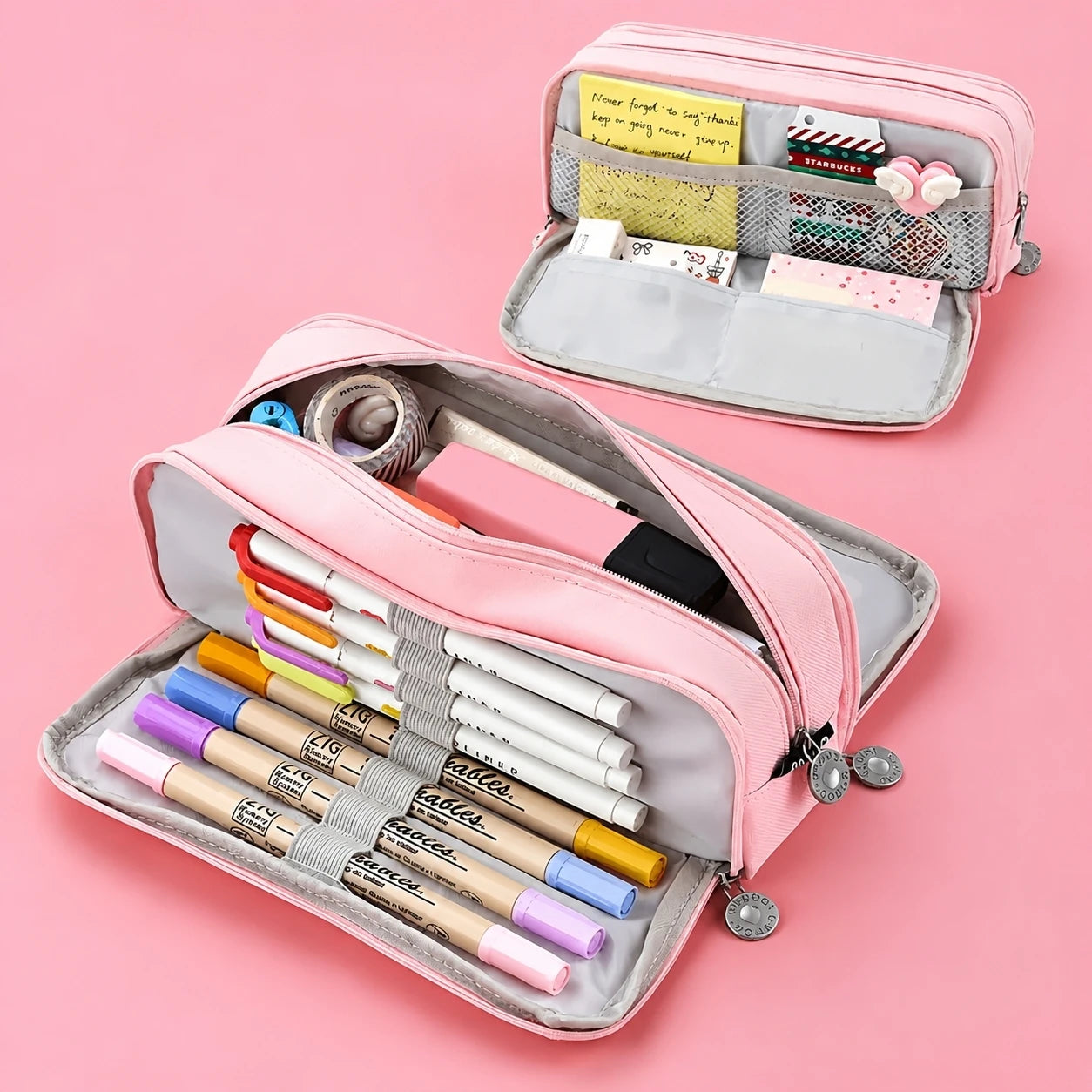 Large-Capacity Three-Layer Oxford Pencil Case — Multi-Pocket Stationery Organizer