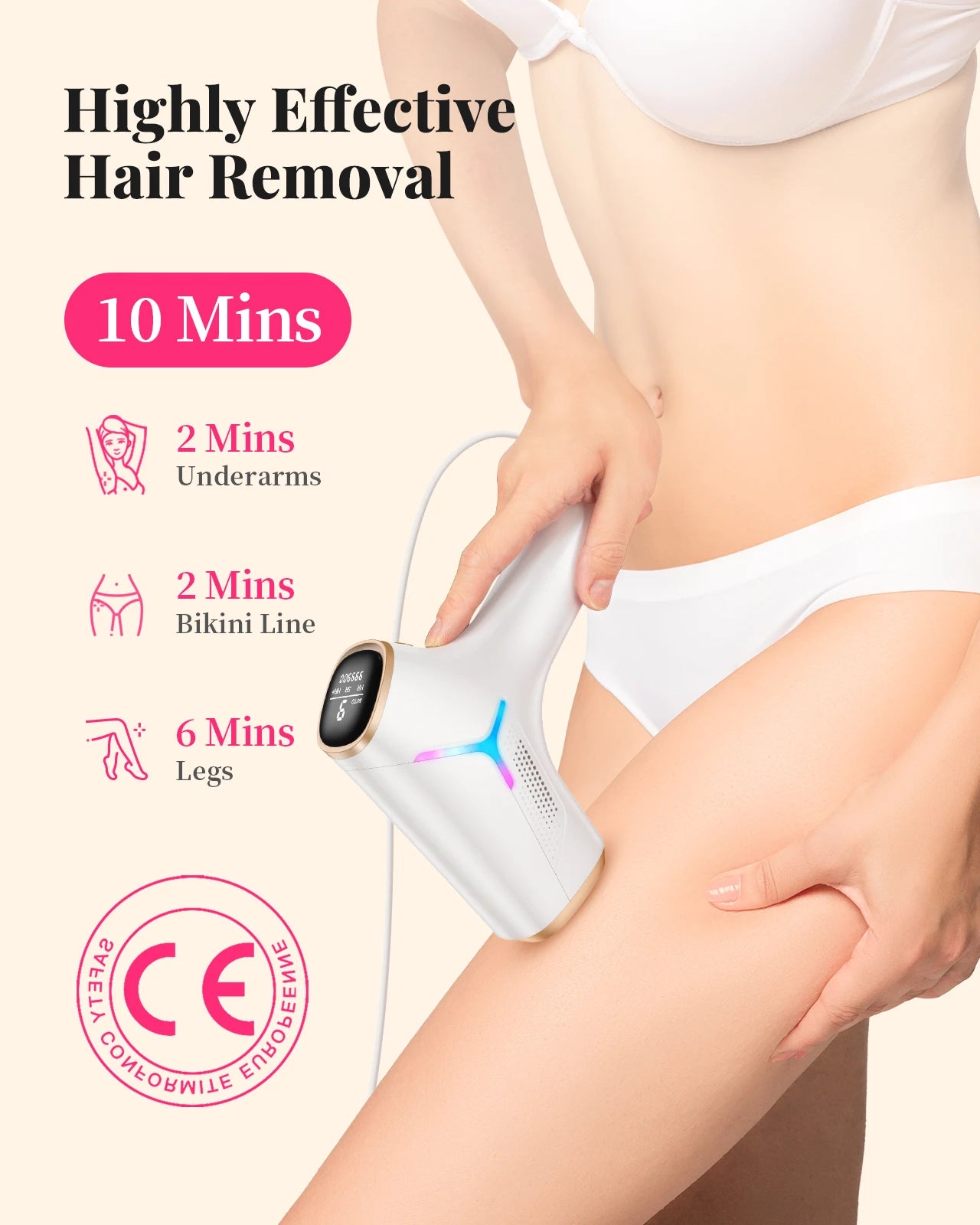 IPL Hair Removal Device -- 990,000 Flashes, 9 Levels, Full Body Use for Women & Men