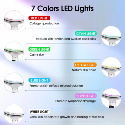 7-Color LED Face & Neck Beauty Wand -- Vibration Massage Device with Constant Warmth