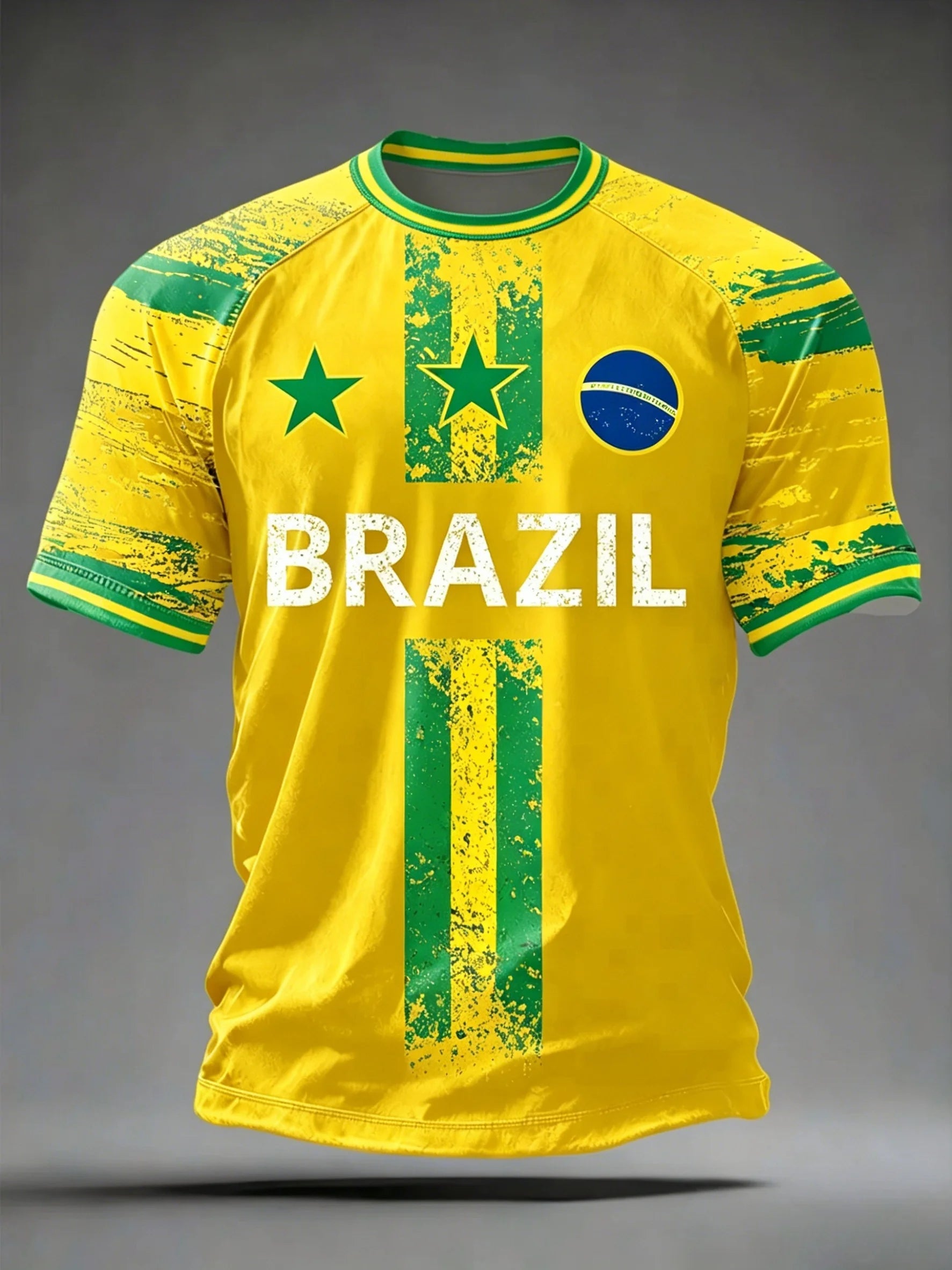 Brazil Football Fan Jersey -- Classic Stripe Tee | Men's Summer Sport
