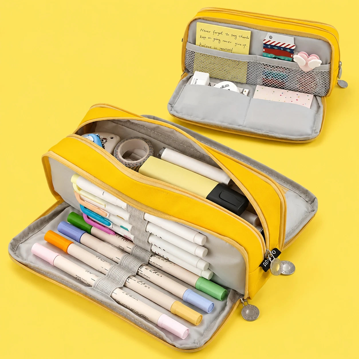 Large-Capacity Three-Layer Oxford Pencil Case — Multi-Pocket Stationery Organizer