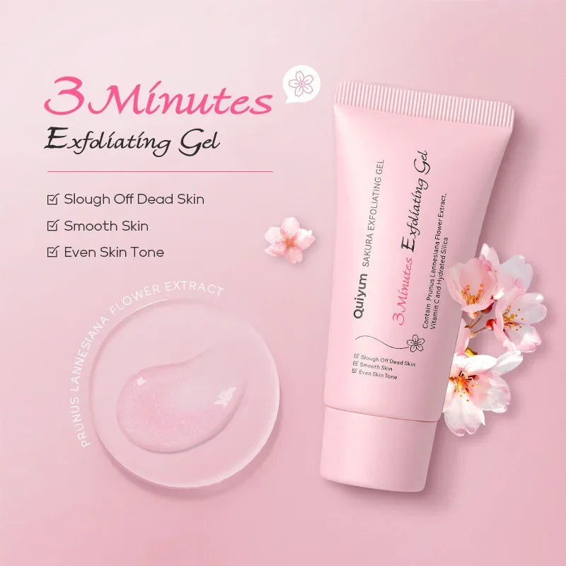 Sakura Exfoliating Peeling Gel | Deep Cleansing Facial Scrub with Vitamin C & Hyaluronic Acid