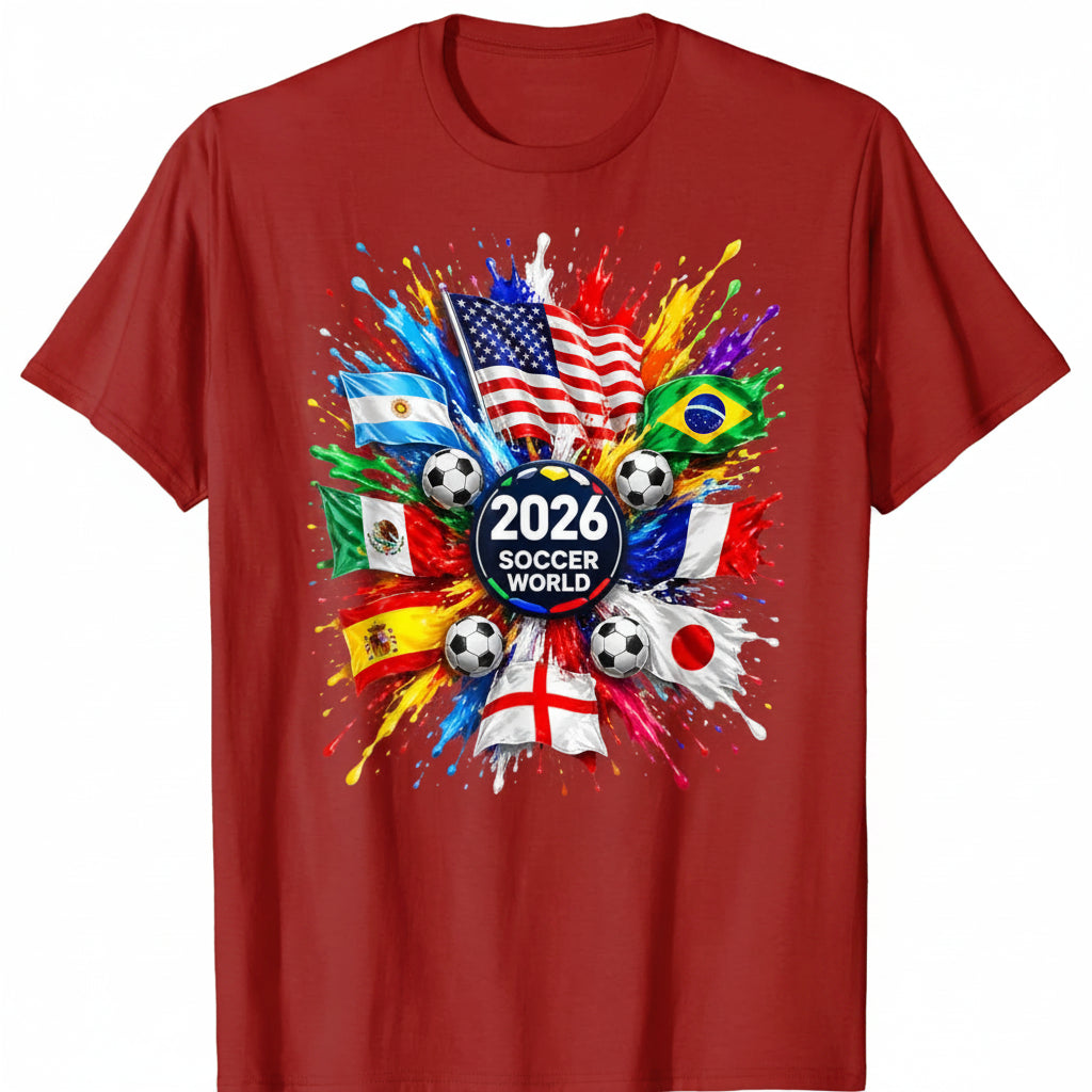 World Cup Fan T-Shirt -- Flag & Color Splash Football Print | Men's
