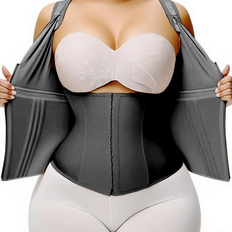 Colombian Fajas Waist Trainer Vest - High Compression Body Shaper with Zipper Hook for Tummy Control and Belly Slimming