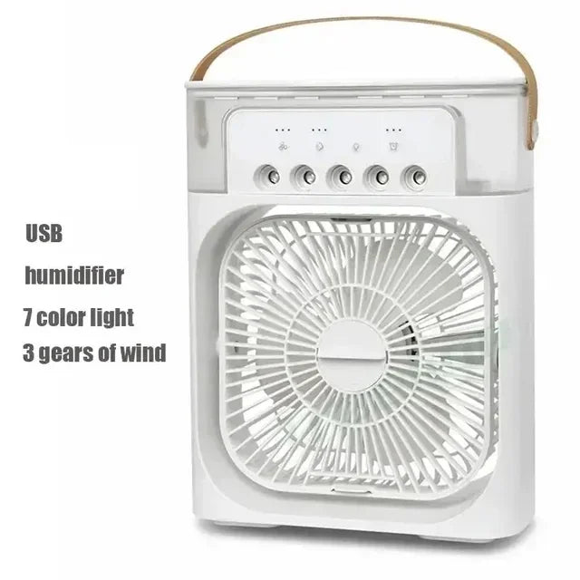 3-in-1 Personal Evaporative Cooler Fan -- Portable Mist Humidifier with 7-Color LED Night Light