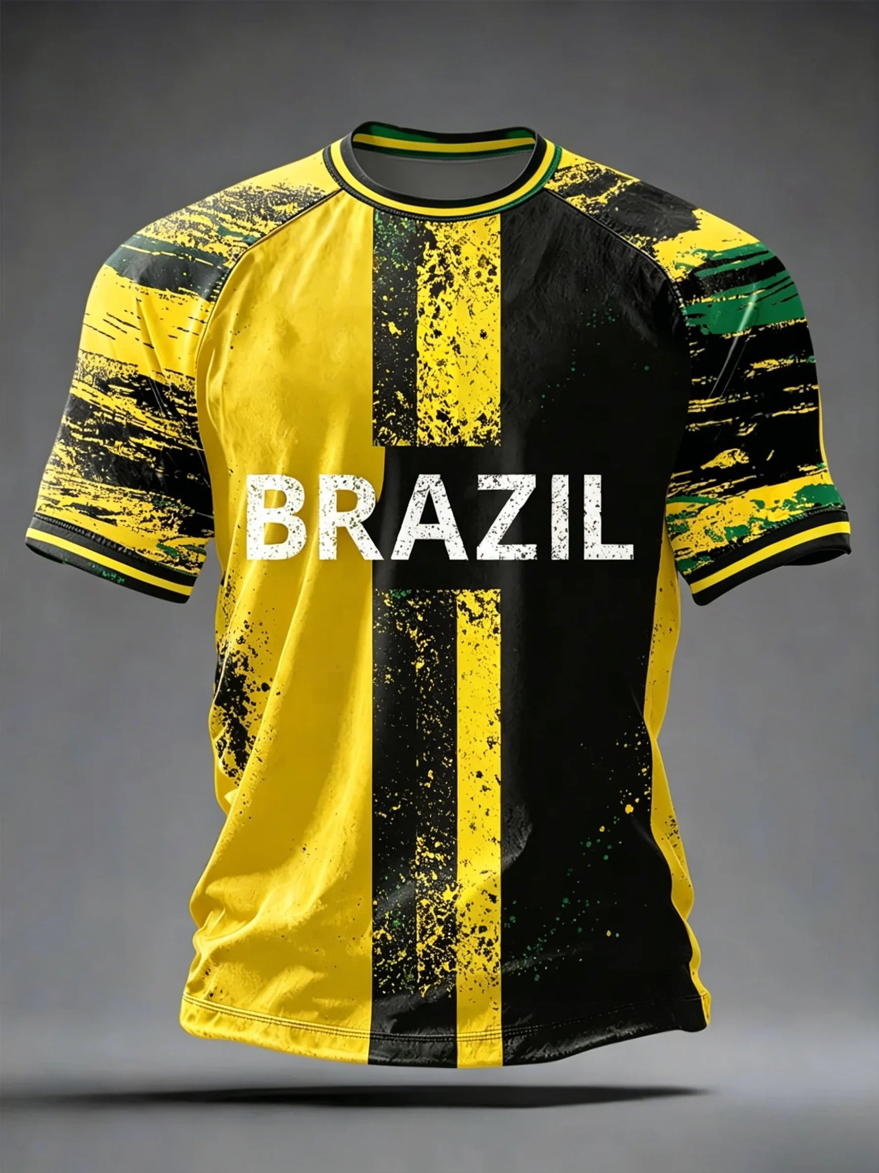 Brazil Football Fan Jersey -- Classic Stripe Tee | Men's Summer Sport