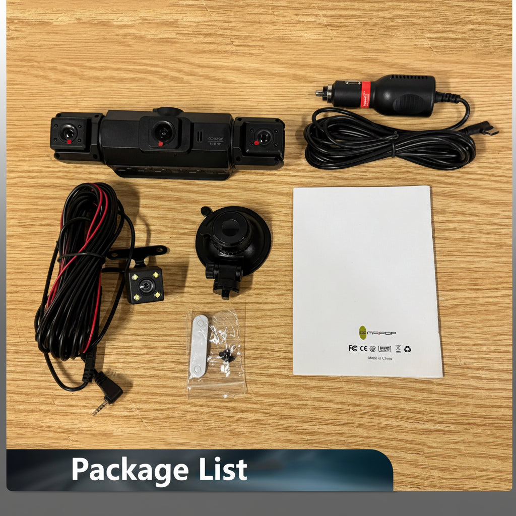 4-Channel Dashcam with WiFi, Night Vision & Loop Recording (FHD 1080P)