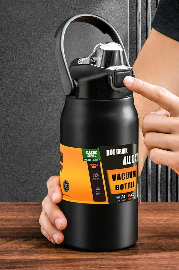 Insulated Stainless Steel Water Bottle with Straw — Double-Wall Vacuum, Hot & Cold